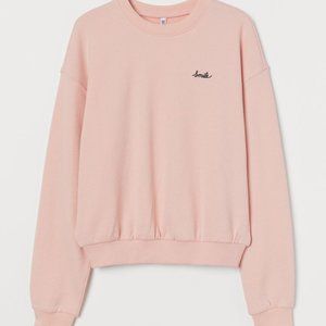 H&M | Pink Cropped Crewneck Sweatshirt (M)